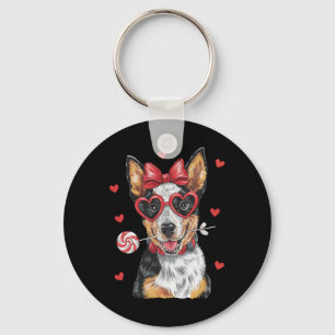 Adorable Australian Cattle Dog Lick Lollipop Valen Key Ring