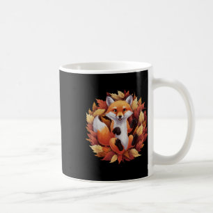 Adorable Autumn Fox With Rustic Fall Leaves Nature Coffee Mug