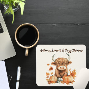 Adorable Autumn Highland Cow Mouse Mat