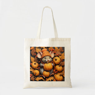 Adorable Autumn Mouse with Pumpkins Tote Bag