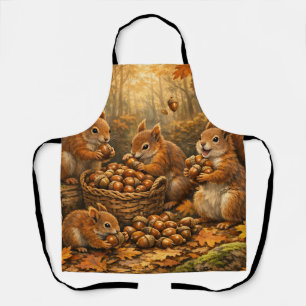 Adorable Autumn Squirrels Acorn Feast Apron