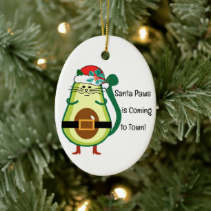 Adorable Avocado Couple Ornament, Customisable  Ceramic Tree Decoration