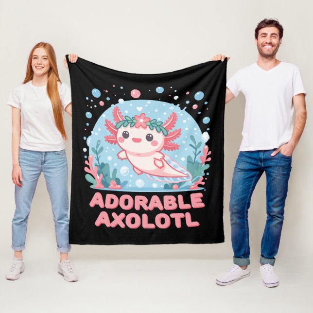 Adorable Axolotl Aquatic Cuteness Fleece Blanket (In Situ)