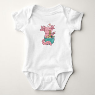 Adorable Axolotl  Eating Ramen Baby Bodysuit