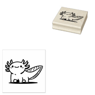 Adorable Axolotl  Rubber Stamp