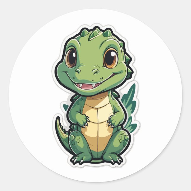 Adorable Baby Alligator Cartoon Design Classic Round Sticker (Front)