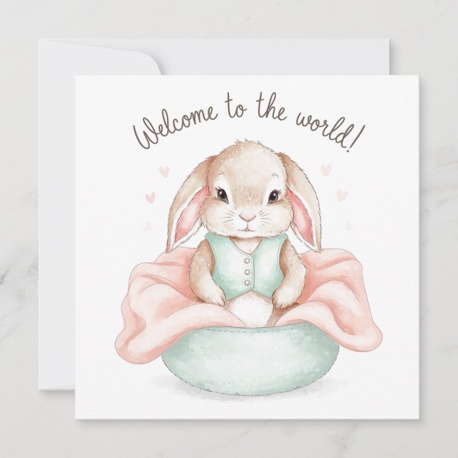 Adorable Baby Animal Illustration Newborn Greeting (Front)
