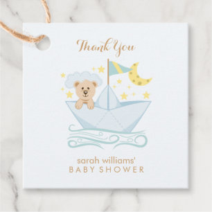 Adorable Baby Bear in Paper Boat Favour Tags
