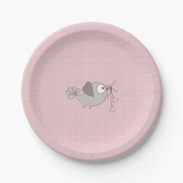 Adorable Baby Bird | Baby Shower Paper Plate (Front)