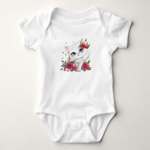 Adorable Baby Bodysuit - Cute Cat Cartoon