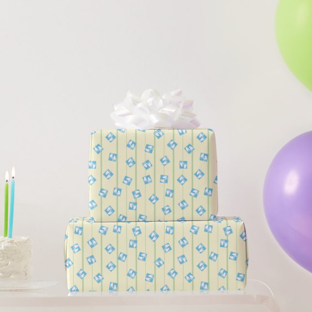 Adorable Baby Boy Feet Blue Pattern Shower Wrapping Paper (Party Gifts)