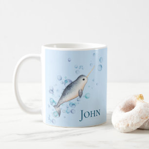 Adorable baby boy Narwhal ocean Bubbles Coffee Mug