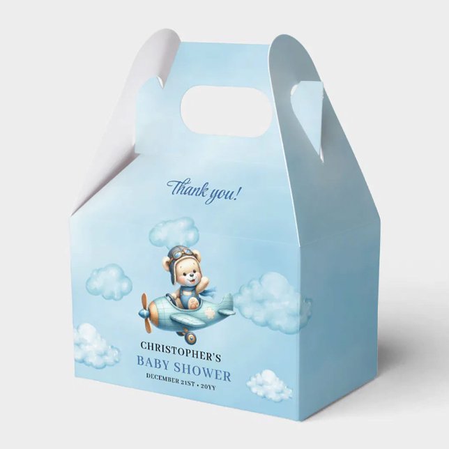 Adorable Baby Boy Shower Airplane Pilot Bear Box (Adorable Baby Boy Shower Airplane Pilot Bear Box)