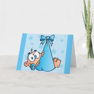 Adorable Baby Boy with Pacifier in a Sling  Card