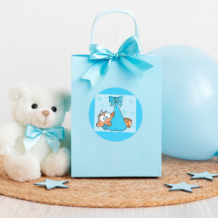 Adorable Baby Boy with Pacifier in a Sling Classic Round Sticker