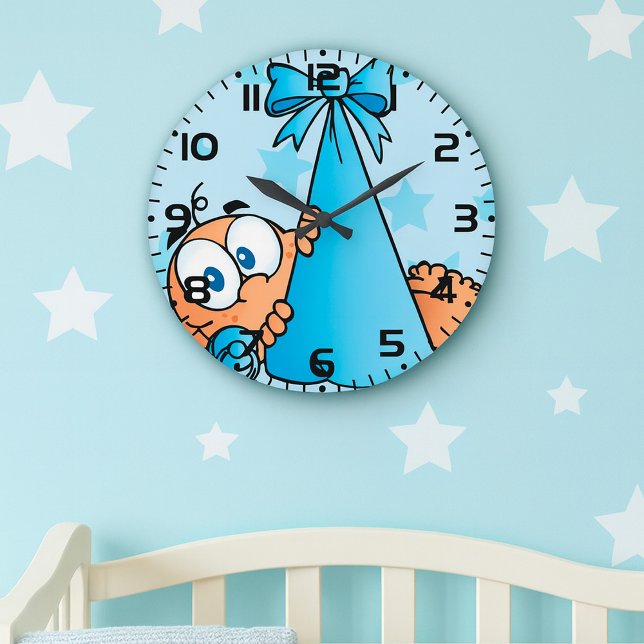 Adorable Baby Boy with Pacifier in a Sling  Large Clock (Creator Uploaded)