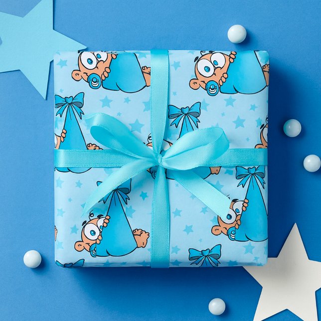 Adorable Baby Boy with Pacifier in a Sling  Wrapping Paper (Creator Uploaded)