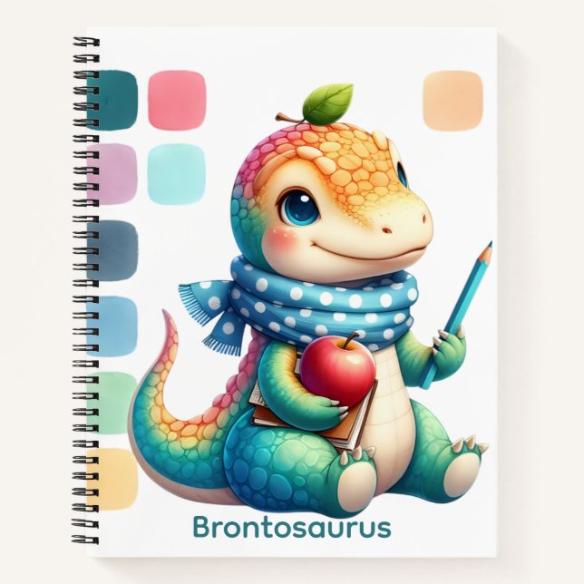 Adorable Baby Brontosaurus Kid's Notebook (Front)