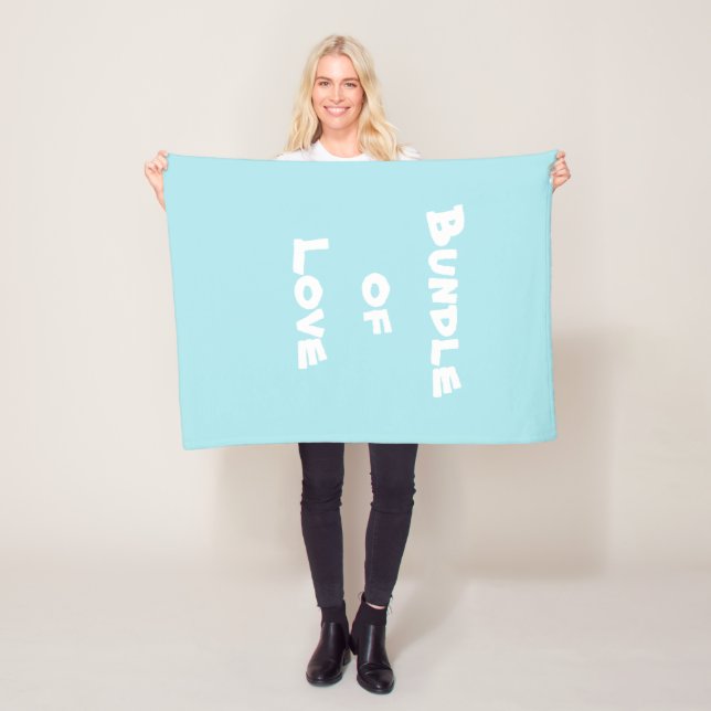 Adorable Baby "Bundle of Love" Soft Aqua Blue Fleece Blanket (In Situ)