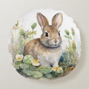 Adorable Baby Bunnies   Round Cushion