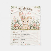 Adorable Baby Bunny Design with Birth Details Fiel