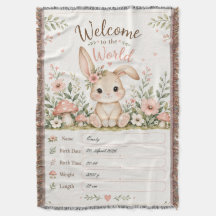 Adorable Baby Bunny Design with Birth Details Fiel