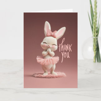 Adorable Baby Bunny in Pink Tutu Thank You Card