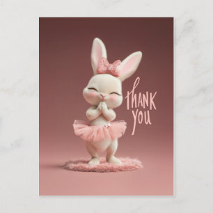 Adorable Baby Bunny in Pink Tutu Thank You Postcard
