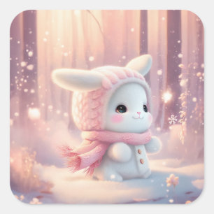 Adorable Baby Bunny Rabbit Women Girls Cute Easter Square Sticker