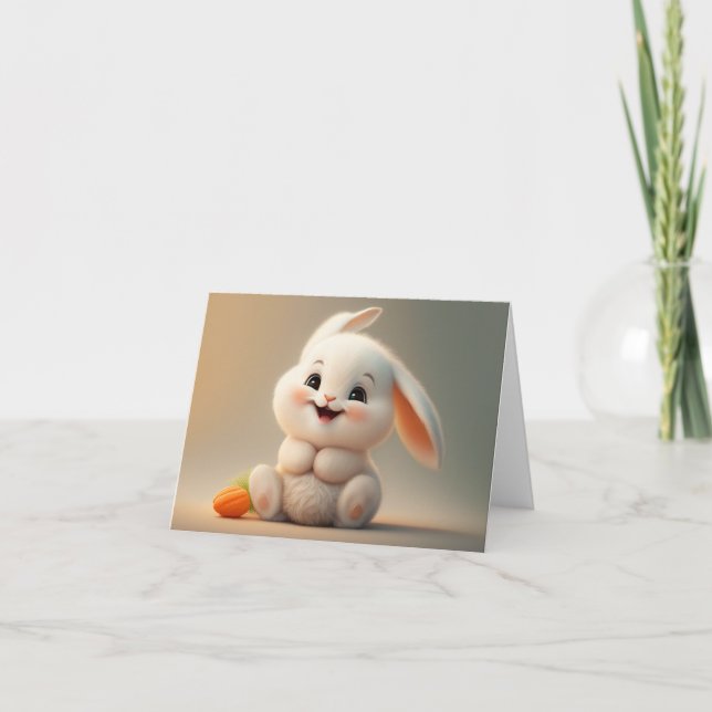 Adorable Baby Bunny Rabbit Women Girls Cute Easter Thank You Card (Front)
