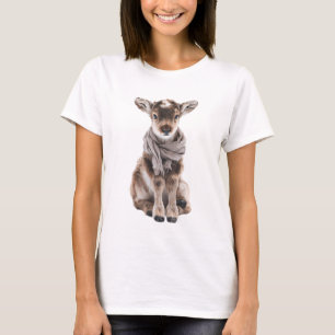 Adorable Baby Calf in Cosy Winter Scarf T-Shirt