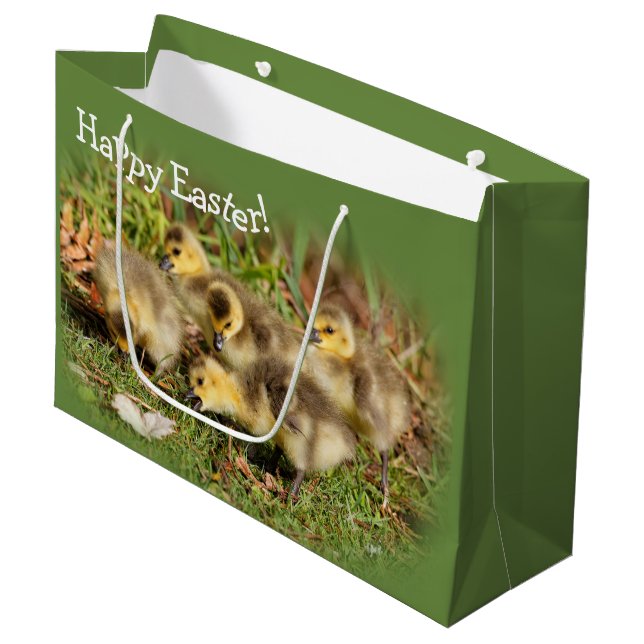 Adorable Baby Canada Geese on the Grass Large Gift Bag (Front Angled)