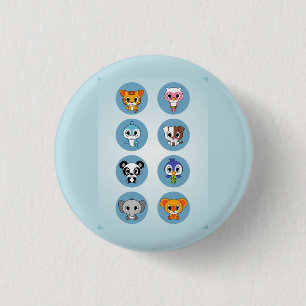 ADORABLE BABY CARTOON ANIMALS COLLECTION BUTTON