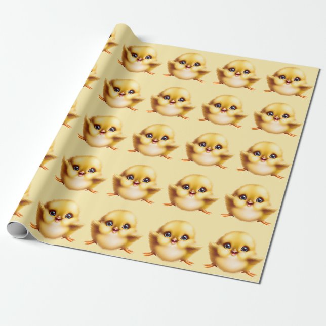 Adorable Baby Chick Wrapping Paper (Unrolled)