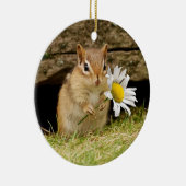 Adorable Baby Chipmunk with Daisy Ceramic Tree Decoration (Right)