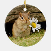 Adorable Baby Chipmunk with Daisy Ceramic Tree Decoration (Back)