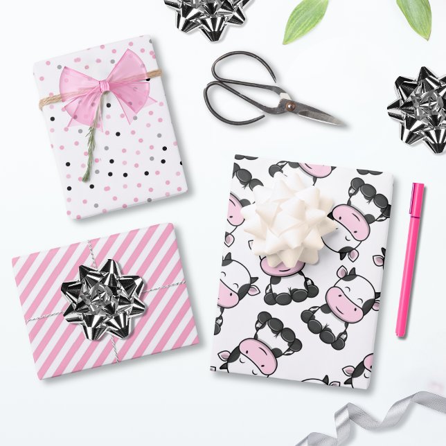 Adorable Baby Cow Coordinating Set of  Wrapping Paper Sheet (Cute coordinating wrapping paper for any occasion!)