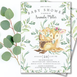 Adorable Baby Deer and Mum Baby Shower Invitation