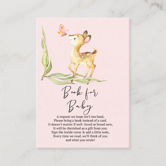 Adorable Baby Deer  Baby Shower Book For Baby Enclosure Card (Front)