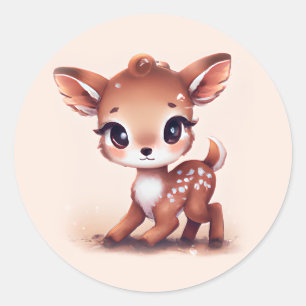 Adorable Baby Deer Classic Round Sticker
