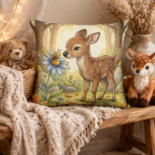 Adorable Baby Deer Fawn Forest Animals  Cushion