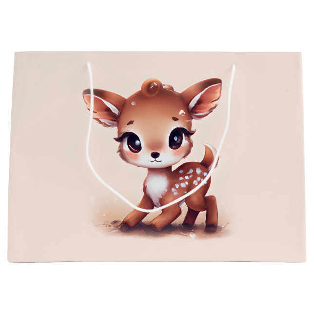 Adorable Baby Deer Large Gift Bag (Front)