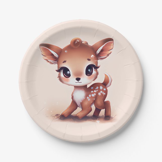 Adorable Baby Deer Paper Plate (Front)