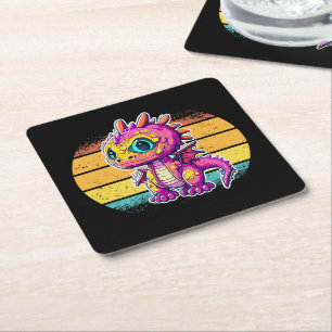 Adorable Baby Dinosaur   Jurassic Joy Square Paper Coaster
