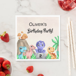 Adorable Baby Dinosaurs Birthday Napkin