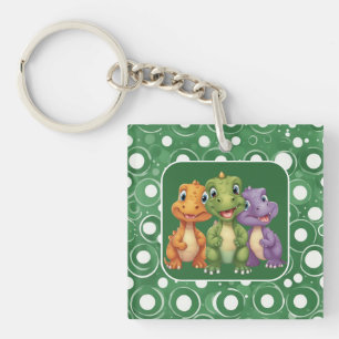Adorable Baby Dinosaur's Party Key Ring