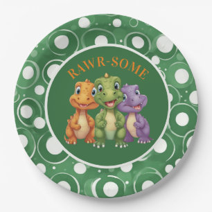 Adorable Baby Dinosaur's Party Paper Plate