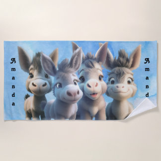 Adorable Baby Donkey Farm Animals Personalised  Beach Towel