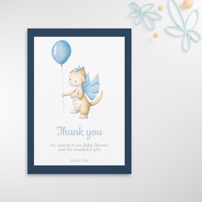 Adorable baby dragon baby shower thank you card (Creator Uploaded)