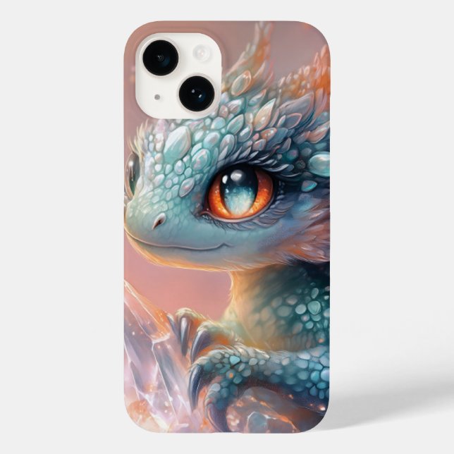 Adorable Baby Dragon with Crystal Gem: Fantasy Art Case-Mate iPhone Case (Back)